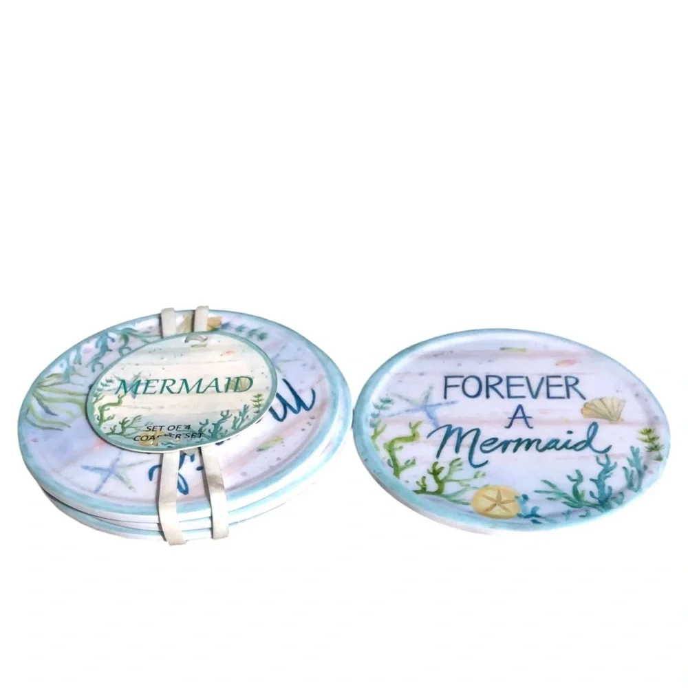 Mermaid Melamine Coasters, Set of 4